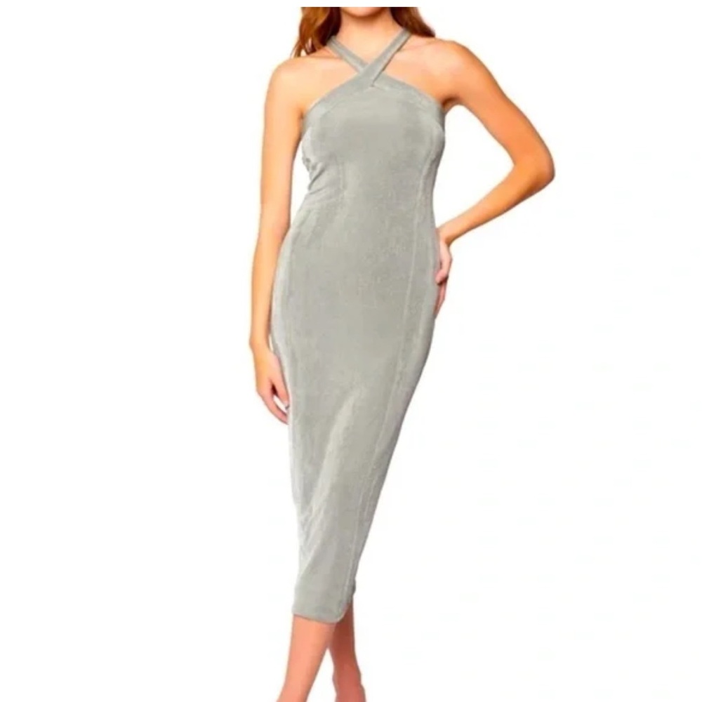 NWOT lost + wander Sage Green Halter Maxi Dress